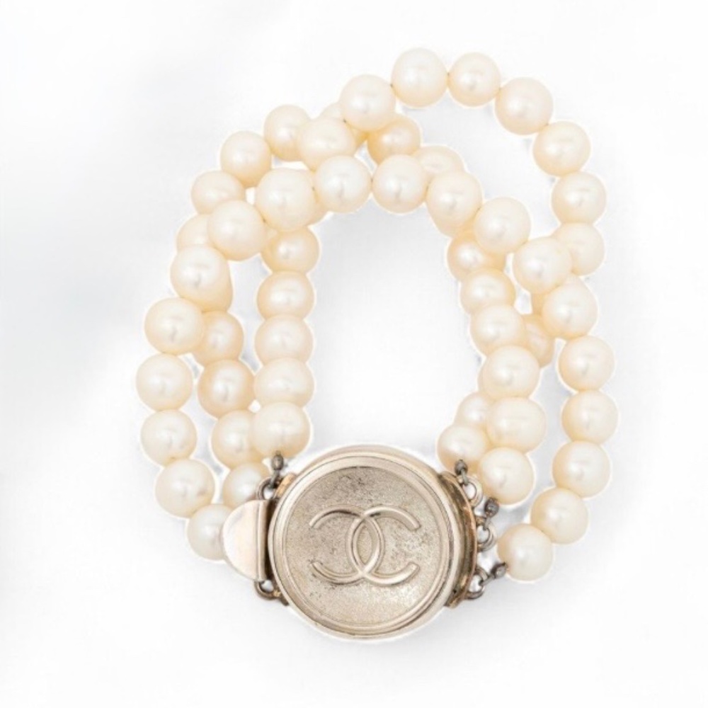 Chanel (French) 3 Strand Pearl Bracelet 1990